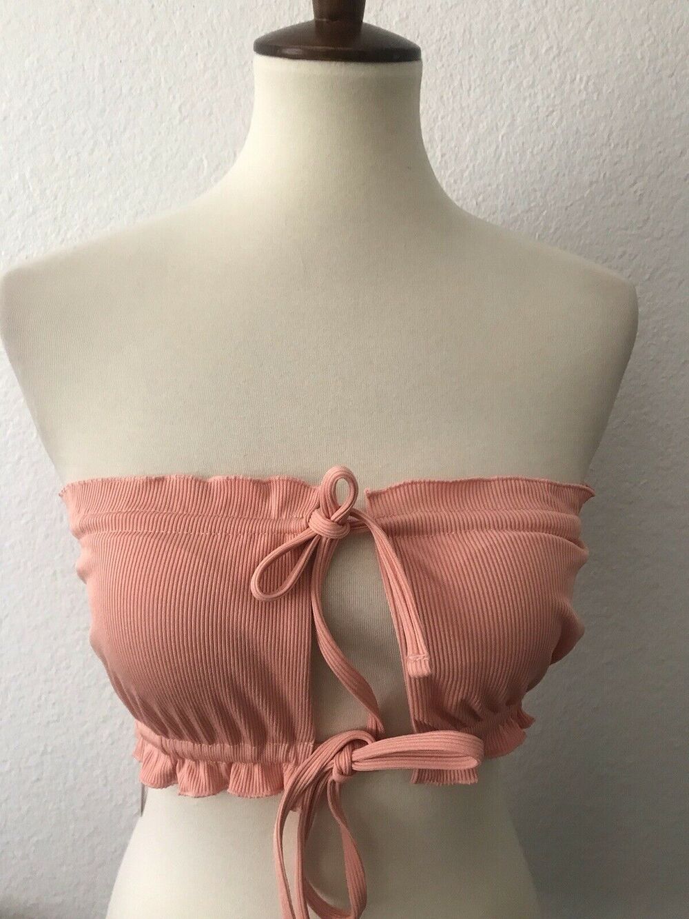 Alamae Campari Bikini Top Strapless Bandeau Ribbed Coquette Soft Girl Romantic